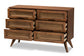 Baxton Studio Barrett Mid-Century Modern Walnut Brown Finished Wood and Synthetic Rattan 6-Drawer Dresser