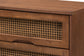Baxton Studio Barrett Mid-Century Modern Walnut Brown Finished Wood and Synthetic Rattan 6-Drawer Dresser
