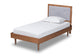 Baxton Studio Saul Mid-Century Modern Light Grey Fabric Upholstered and Walnut Brown Finished Wood Twin Size Platform Bed
