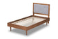 Baxton Studio Saul Mid-Century Modern Light Grey Fabric Upholstered and Walnut Brown Finished Wood Twin Size Platform Bed