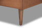Baxton Studio Saul Mid-Century Modern Light Grey Fabric Upholstered and Walnut Brown Finished Wood Twin Size Platform Bed
