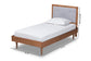 Baxton Studio Saul Mid-Century Modern Light Grey Fabric Upholstered and Walnut Brown Finished Wood Twin Size Platform Bed