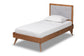 Baxton Studio Laima Mid-Century Modern Light Grey Fabric Upholstered and Walnut Brown Finished Wood Twin Size Platform Bed