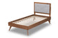Baxton Studio Laima Mid-Century Modern Light Grey Fabric Upholstered and Walnut Brown Finished Wood Twin Size Platform Bed