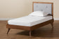 Baxton Studio Laima Mid-Century Modern Light Grey Fabric Upholstered and Walnut Brown Finished Wood Twin Size Platform Bed