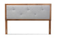 Baxton Studio Abner Modern and Contemporary Transitional Light Grey Fabric Upholstered and Walnut Brown Finished Wood Queen Size Headboard