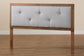 Baxton Studio Abner Modern and Contemporary Transitional Light Grey Fabric Upholstered and Walnut Brown Finished Wood Queen Size Headboard