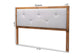 Baxton Studio Abner Modern and Contemporary Transitional Light Grey Fabric Upholstered and Walnut Brown Finished Wood Queen Size Headboard