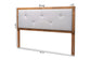 Baxton Studio Abner Modern and Contemporary Transitional Light Grey Fabric Upholstered and Walnut Brown Finished Wood Queen Size Headboard