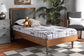 Baxton Studio Saul Mid-Century Modern Dark Grey Fabric Upholstered and Walnut Brown Finished Wood Twin Size Platform Bed