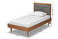 Baxton Studio Saul Mid-Century Modern Dark Grey Fabric Upholstered and Walnut Brown Finished Wood Twin Size Platform Bed