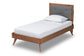 Baxton Studio Laima Mid-Century Modern Dark Grey Fabric Upholstered and Walnut Brown Finished Wood Twin Size Platform Bed