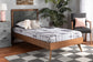 Baxton Studio Laima Mid-Century Modern Dark Grey Fabric Upholstered and Walnut Brown Finished Wood Twin Size Platform Bed