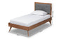 Baxton Studio Laima Mid-Century Modern Dark Grey Fabric Upholstered and Walnut Brown Finished Wood Twin Size Platform Bed