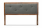 Baxton Studio Abner Modern and Contemporary Transitional Dark Grey Fabric Upholstered and Walnut Brown Finished Wood Queen Size Headboard