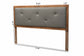 Baxton Studio Abner Modern and Contemporary Transitional Dark Grey Fabric Upholstered and Walnut Brown Finished Wood Queen Size Headboard