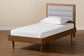 Baxton Studio Seren Mid-Century Modern Light Grey Fabric Upholstered and Walnut Brown Finished Wood Twin Size Platform Bed