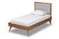 Baxton Studio Linn Mid-Century Modern Light Grey Fabric Upholstered and Walnut Brown Finished Wood Twin Size Platform Bed