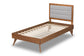 Baxton Studio Linn Mid-Century Modern Light Grey Fabric Upholstered and Walnut Brown Finished Wood Twin Size Platform Bed