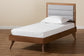 Baxton Studio Linn Mid-Century Modern Light Grey Fabric Upholstered and Walnut Brown Finished Wood Twin Size Platform Bed