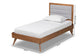 Baxton Studio Linn Mid-Century Modern Light Grey Fabric Upholstered and Walnut Brown Finished Wood Twin Size Platform Bed