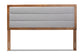 Baxton Studio Dexter Modern and Contemporary Light Grey Fabric Upholstered and Walnut Brown Finished Wood Queen Size Headboard