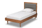 Baxton Studio Seren Mid-Century Modern Dark Grey Fabric Upholstered and Walnut Brown Finished Wood Twin Size Platform Bed