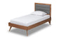 Baxton Studio Linn Mid-Century Modern Dark Grey Fabric Upholstered and Walnut Brown Finished Wood Twin Size Platform Bed