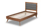 Baxton Studio Linn Mid-Century Modern Dark Grey Fabric Upholstered and Walnut Brown Finished Wood Twin Size Platform Bed