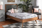 Baxton Studio Linn Mid-Century Modern Dark Grey Fabric Upholstered and Walnut Brown Finished Wood Twin Size Platform Bed