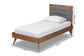 Baxton Studio Linn Mid-Century Modern Dark Grey Fabric Upholstered and Walnut Brown Finished Wood Twin Size Platform Bed