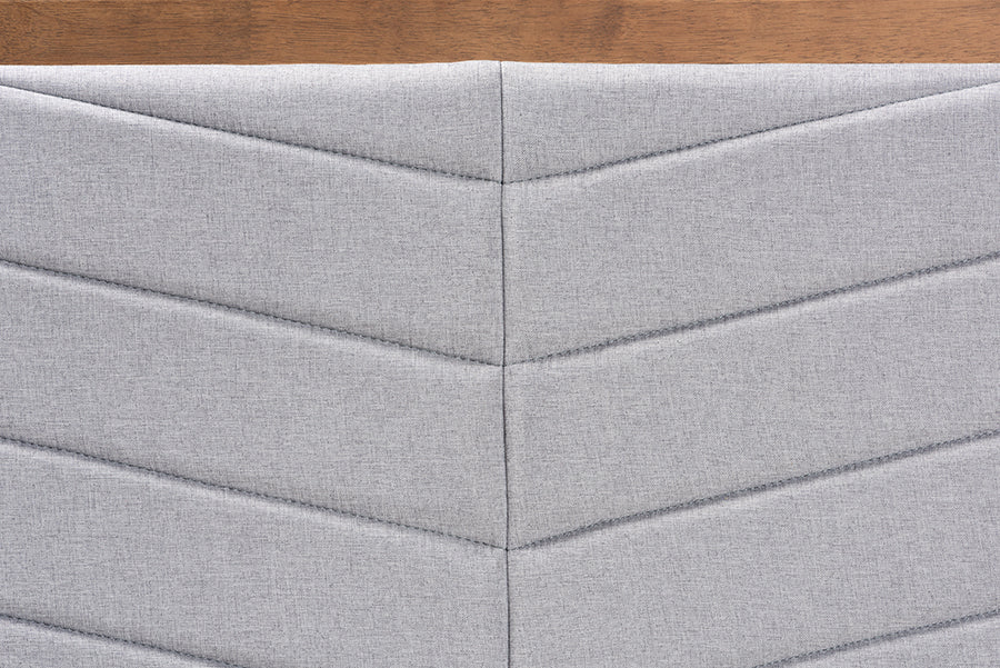 Baxton Studio Iden Modern and Contemporary Light Grey Fabric Upholstered and Walnut Brown Finished Wood Queen Size Headboard