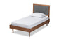 Baxton Studio Tasha Mid-Century Modern Dark Grey Fabric Upholstered and Walnut brown Finished Wood Twin Size Platform Bed