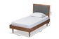 Baxton Studio Tasha Mid-Century Modern Dark Grey Fabric Upholstered and Walnut brown Finished Wood Twin Size Platform Bed