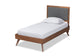 Baxton Studio Roze Mid-Century Modern Dark Grey Fabric Upholstered and Walnut brown Finished Wood Twin Size Platform Bed