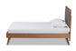 Baxton Studio Roze Mid-Century Modern Dark Grey Fabric Upholstered and Walnut brown Finished Wood Twin Size Platform Bed
