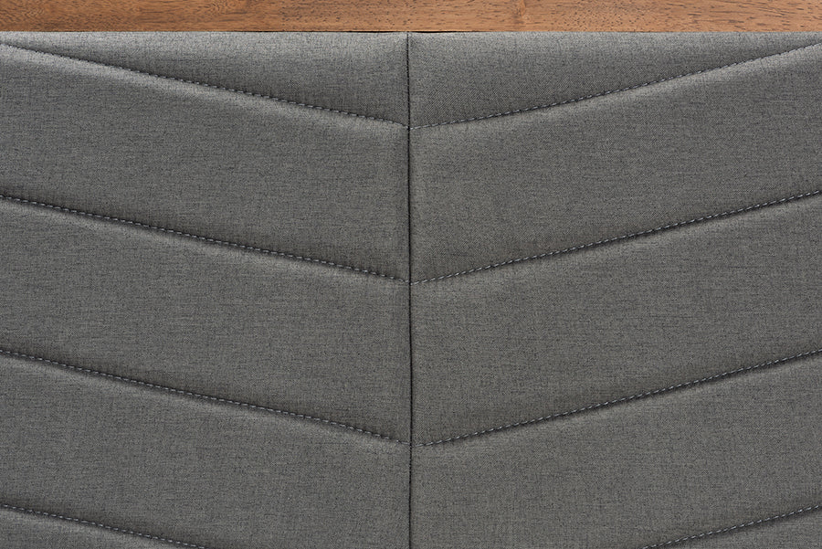 Baxton Studio Iden Modern and Contemporary Dark Grey Fabric Upholstered and Walnut Brown Finished Wood King Size Headboard