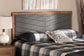 Baxton Studio Iden Modern and Contemporary Dark Grey Fabric Upholstered and Walnut Brown Finished Wood King Size Headboard
