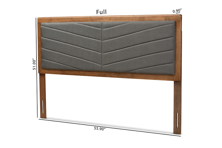 Baxton Studio Iden Modern and Contemporary Dark Grey Fabric Upholstered and Walnut Brown Finished Wood King Size Headboard