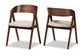 Baxton Studio Danton Mid-Century Modern Beige Fabric Upholstered and Walnut Brown Finished Wood 2-Piece Dining Chair Set