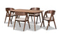 Baxton Studio Danton Mid-Century Modern Beige Fabric Upholstered and Walnut Brown Finished Wood 5-Piece Dining Set