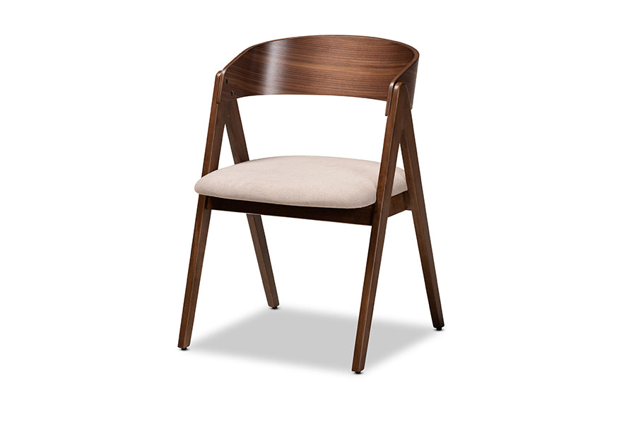 Baxton Studio Danton Mid-Century Modern Beige Fabric Upholstered and Walnut Brown Finished Wood 5-Piece Dining Set