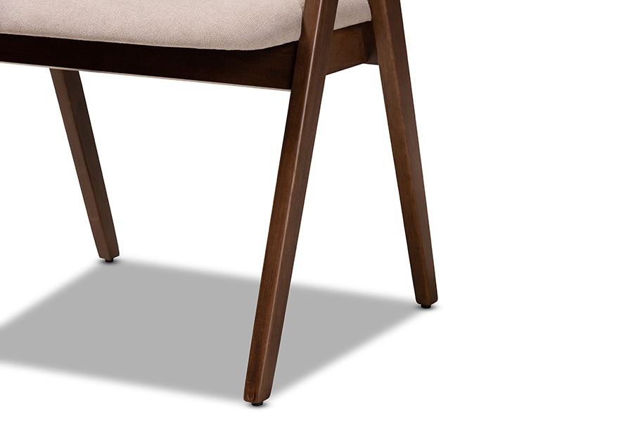 Baxton Studio Danton Mid-Century Modern Beige Fabric Upholstered and Walnut Brown Finished Wood 5-Piece Dining Set