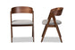 Baxton Studio Danton Mid-Century Modern Grey Fabric Upholstered and Walnut Brown Finished Wood 2-Piece Dining Chair Set