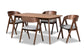 Baxton Studio Danton Mid-Century Modern Grey Fabric Upholstered and Walnut Brown Finished Wood 5-Piece Dining Set