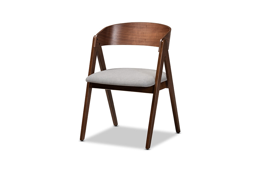 Baxton Studio Danton Mid-Century Modern Grey Fabric Upholstered and Walnut Brown Finished Wood 5-Piece Dining Set