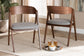 Baxton Studio Danton Mid-Century Modern Grey Fabric Upholstered and Walnut Brown Finished Wood 2-Piece Dining Chair Set