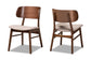 Baxton Studio Alston Mid-Century Modern Beige Fabric Upholstered and Walnut Brown Finished Wood 2-Piece Dining Chair Set