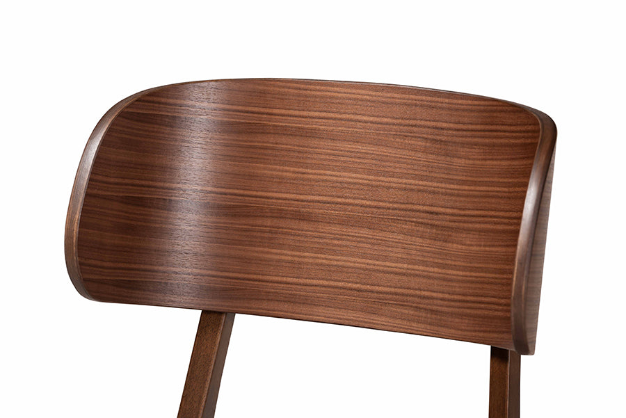 Baxton Studio Alston Mid-Century Modern Beige Fabric Upholstered and Walnut Brown Finished Wood 2-Piece Dining Chair Set