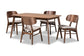 Baxton Studio Alston Mid-Century Modern Beige Fabric Upholstered and Walnut Brown Finished Wood 5-Piece Dining Set